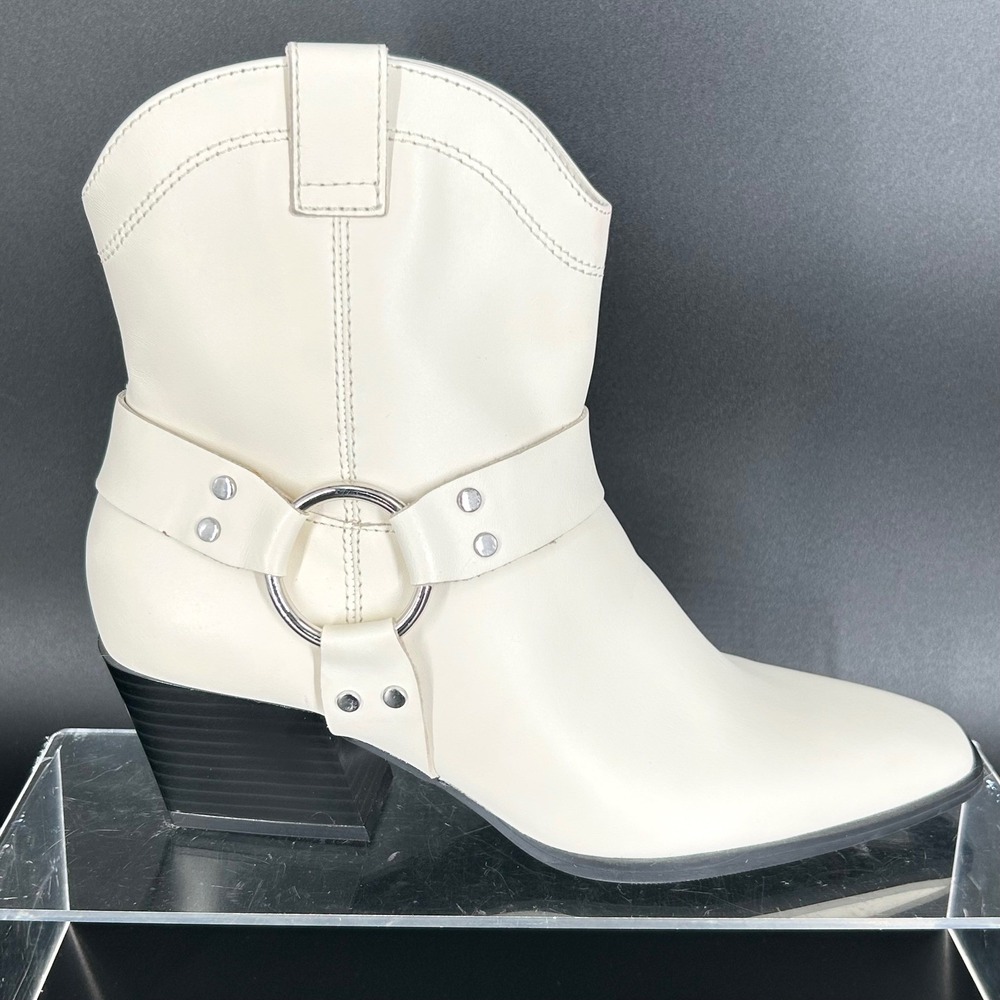 Open Edit Size 8 Ivory Leather Harness Ankle Boots NEW Cream Beige ENZO $129